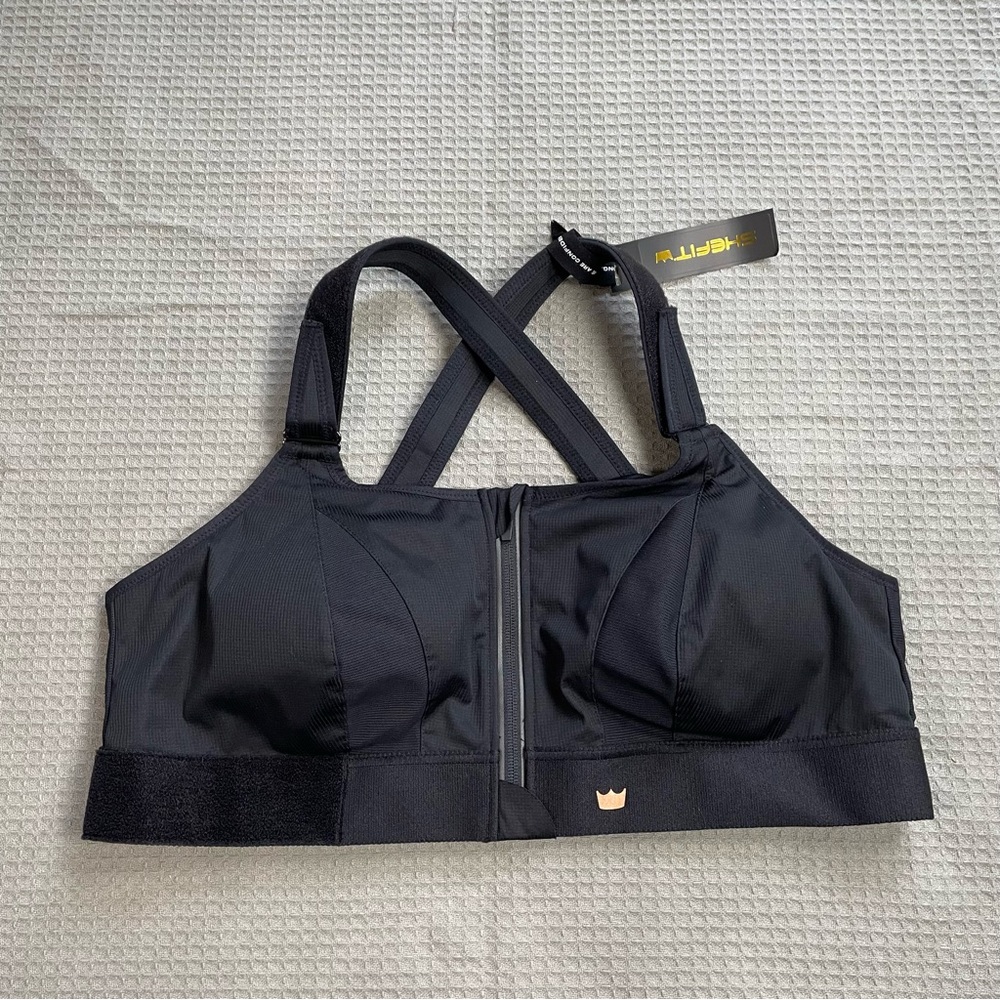 New SHEFIT Ultimate Sports Bra 3Luxe (3XL) Womens Front Close High Impact Black